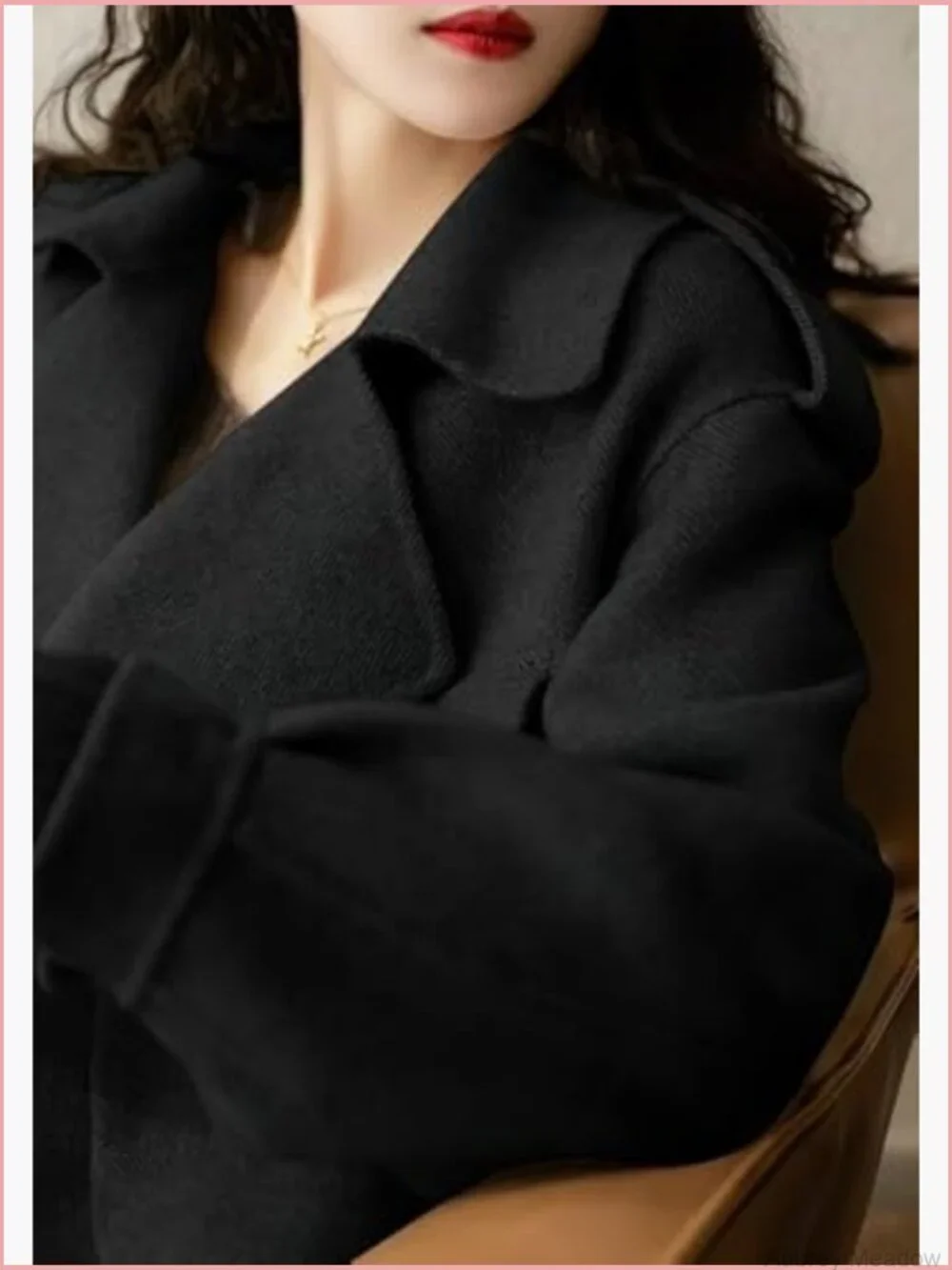 Cropped Wool Coat Open Front Blazer Jacket Short Trench Notch Lapel Loose